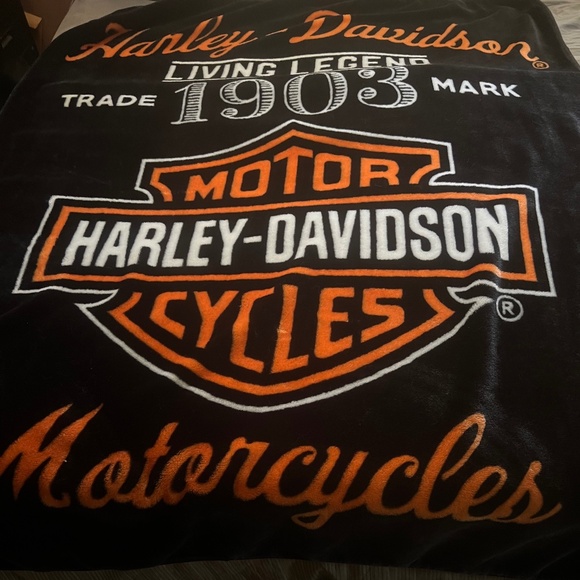 Harley Davidson Throw Blanket, approx. 50" wide x 62" long - Picture 1 of 1